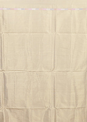 Cream Kora Silk Saree With Blouse Piece