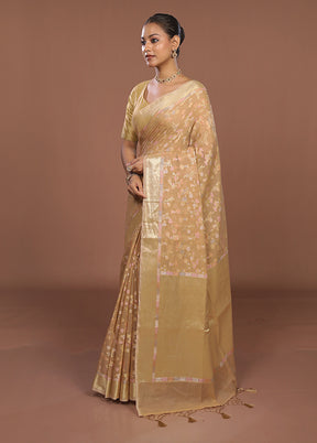 Cream Kora Silk Saree With Blouse Piece
