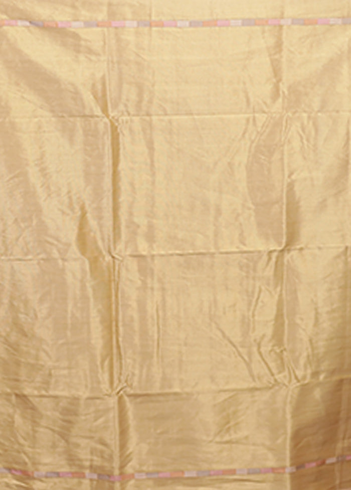 Cream Kora Silk Saree With Blouse Piece