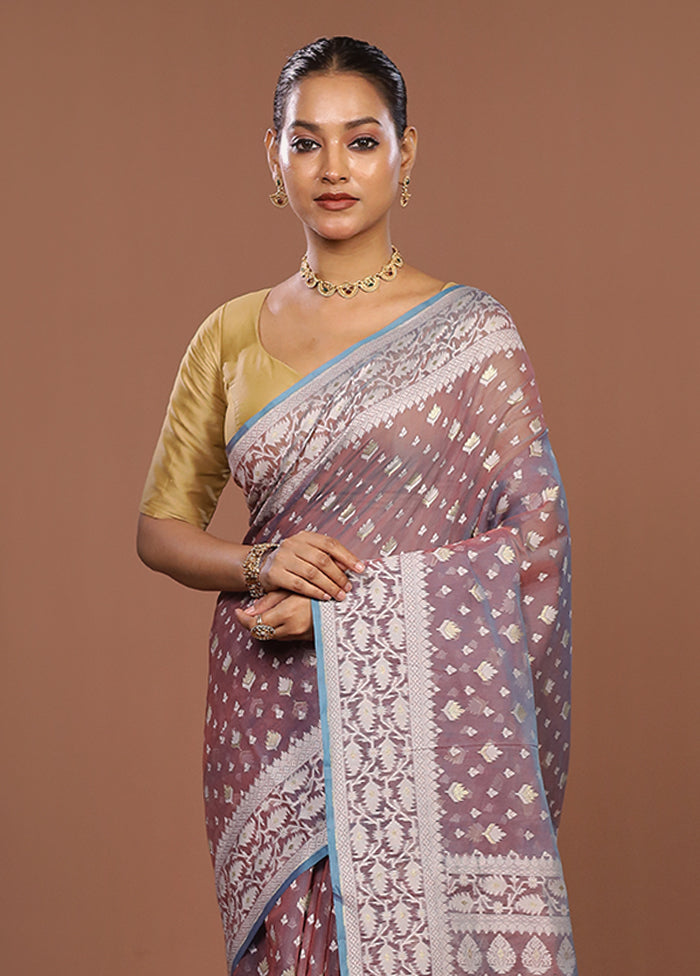 Pink Kora Silk Saree With Blouse Piece