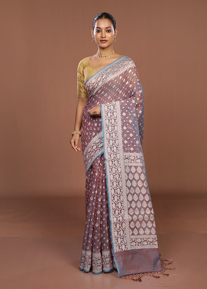 Pink Kora Silk Saree With Blouse Piece