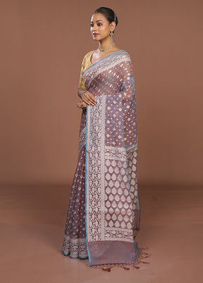 Pink Kora Silk Saree With Blouse Piece