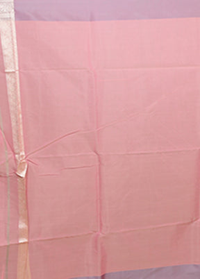 Pink Kora Silk Saree With Blouse Piece