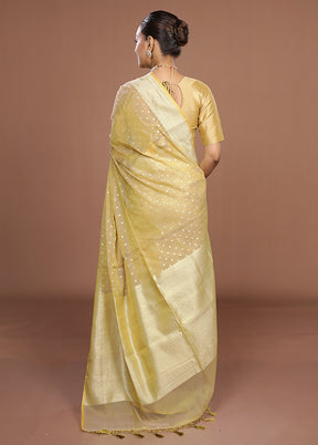 Cream Kora Silk Saree With Blouse Piece