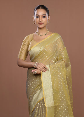 Green Kora Silk Saree With Blouse Piece