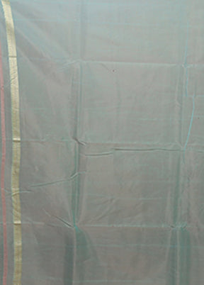 Blue Kora Silk Saree With Blouse Piece