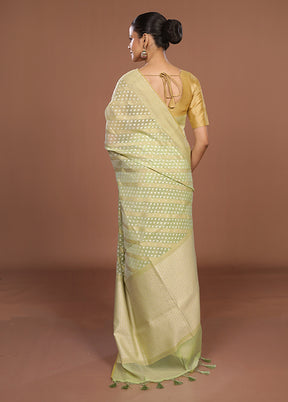 Green Kora Silk Saree With Blouse Piece