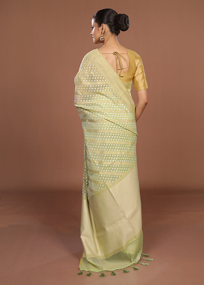 Green Kora Silk Saree With Blouse Piece