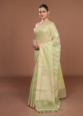 Green Kora Silk Saree With Blouse Piece