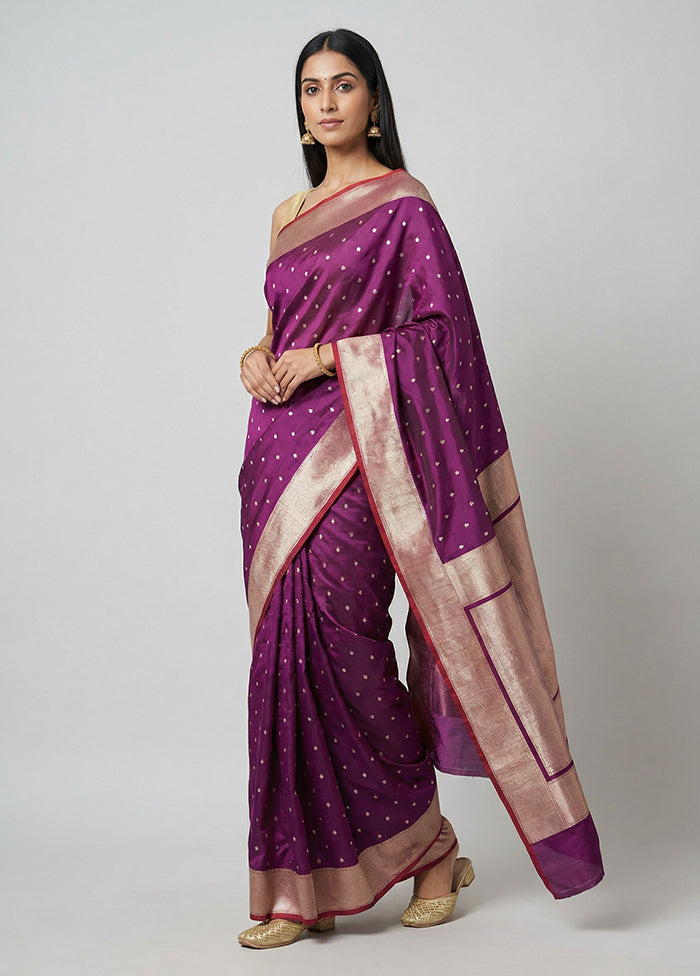 Purple Katan Silk Saree With Blouse Piece