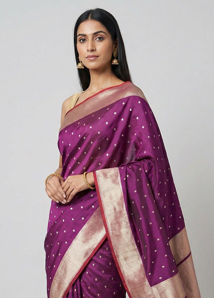 Purple Katan Silk Saree With Blouse Piece