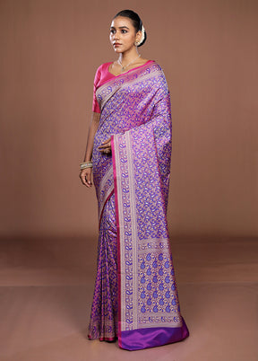 Blue Jamewar Silk Saree With Blouse Piece