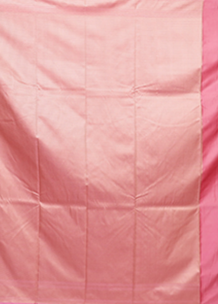 Pink Jamewar Silk Saree With Blouse Piece
