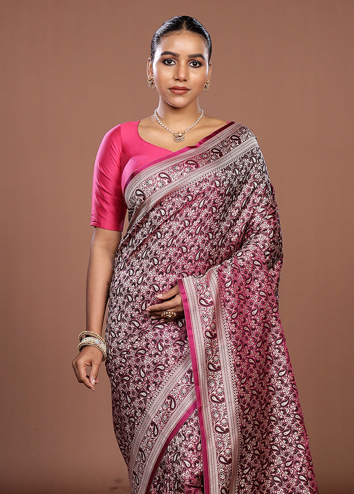 Purple Jamewar Silk Saree With Blouse Piece