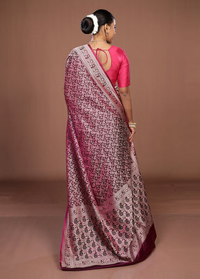 Purple Jamewar Silk Saree With Blouse Piece