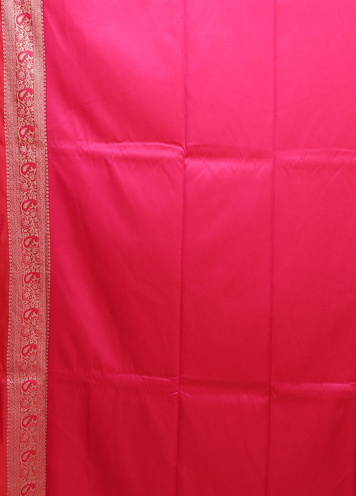 Pink Jamewar Silk Saree With Blouse Piece