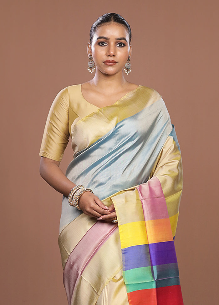 Multicolor Printed Silk Saree Without Blouse Piece