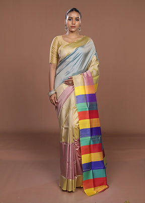 Multicolor Printed Silk Saree Without Blouse Piece