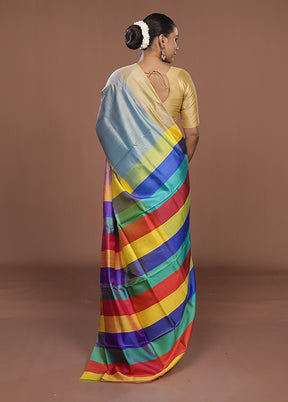 Multicolor Printed Silk Saree Without Blouse Piece