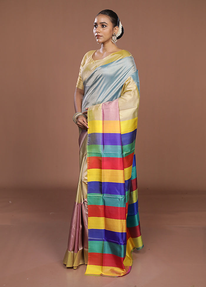 Multicolor Printed Silk Saree Without Blouse Piece