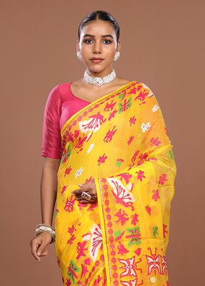 Green Jamdani Cotton Saree Without Blouse Piece