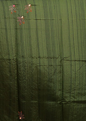 Green Tussar Silk Saree With Blouse Piece