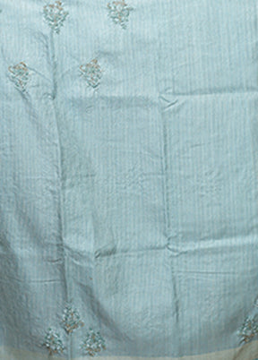 Grey Tussar Silk Saree With Blouse Piece