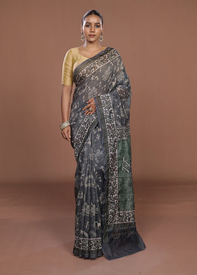 Green Cotton Saree With Blouse Piece