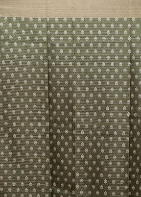 Green Tussar Silk Saree With Blouse Piece