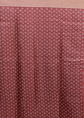 Maroon Tussar Silk Saree With Blouse Piece