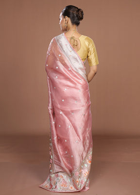 Pink Organza Saree With Blouse Piece