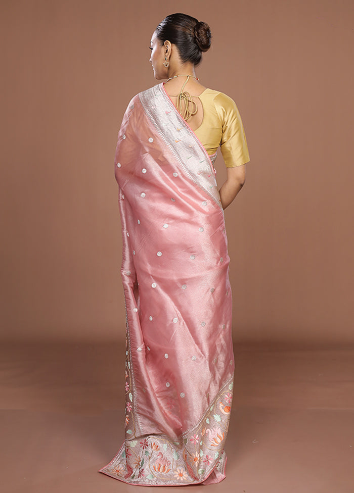 Pink Organza Saree With Blouse Piece