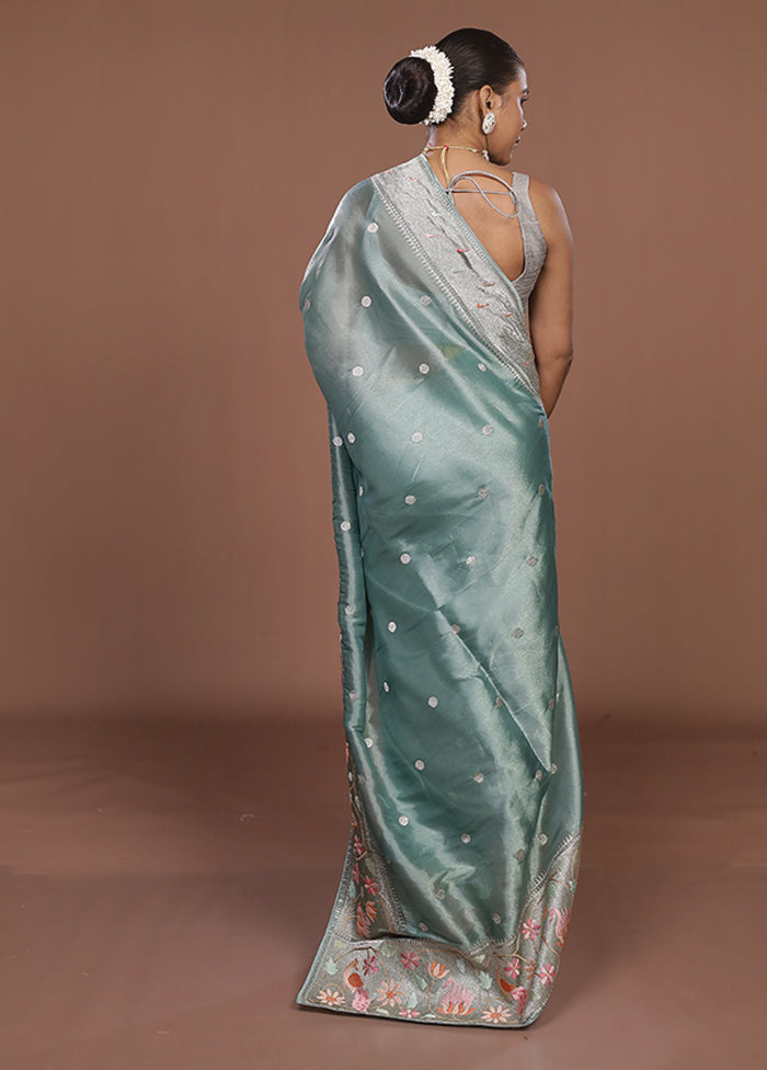 Green Organza Saree With Blouse Piece