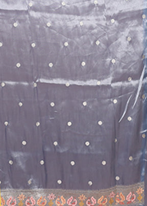 Blue Organza Saree With Blouse Piece