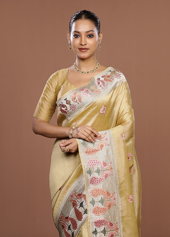 Yellow Organza Saree With Blouse Piece