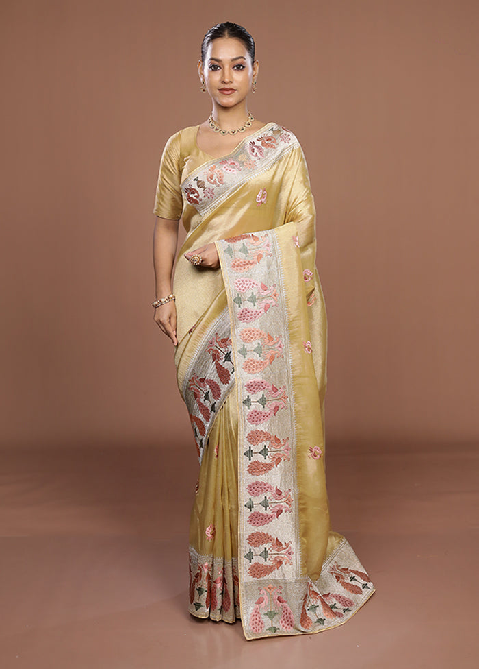 Yellow Organza Saree With Blouse Piece