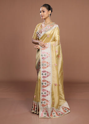 Yellow Organza Saree With Blouse Piece