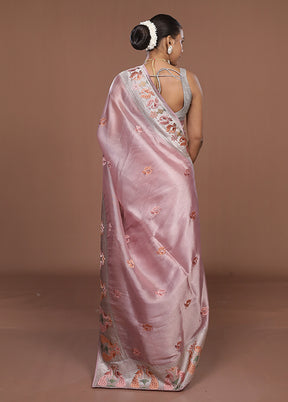 Pink Organza Saree With Blouse Piece