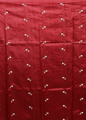 Maroon Tussar Silk Saree With Blouse Piece