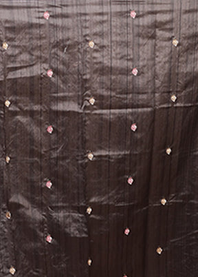 Grey Tussar Silk Saree With Blouse Piece