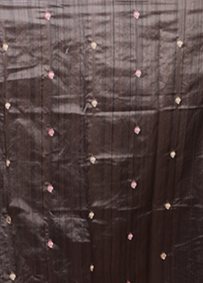 Grey Tussar Silk Saree With Blouse Piece