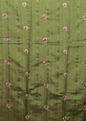 Green Tussar Silk Saree With Blouse Piece