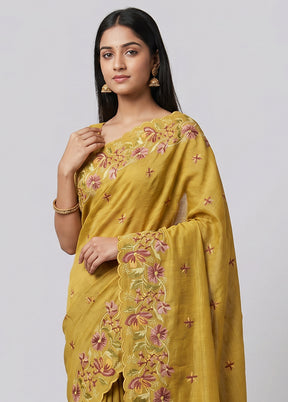 Multicolor Tussar Silk Saree With Blouse Piece
