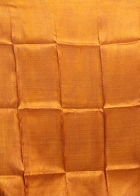 Yellow Printed Silk Saree Without Blouse Piece