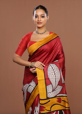 Multicolor Printed Pure Silk Saree Without Blouse Piece