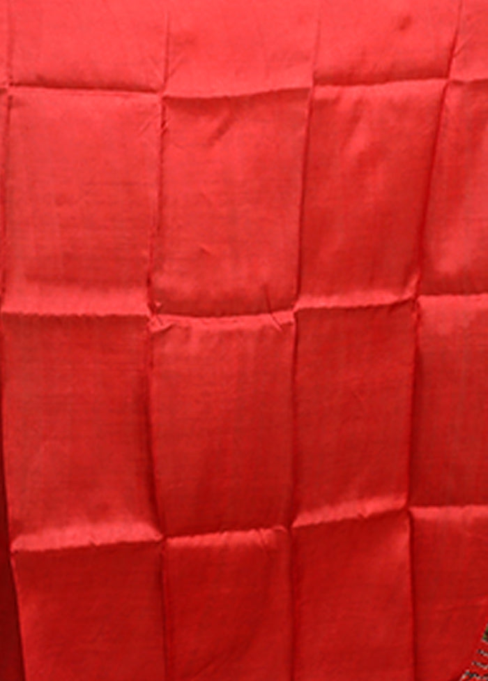Maroon Printed Silk Saree Without Blouse Piece