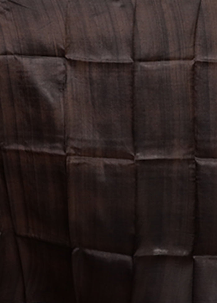 Black Printed Silk Saree Without Blouse Piece