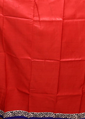 Red Printed Silk Saree Without Blouse Piece