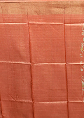 Pink Tussar Silk Saree With Blouse Piece
