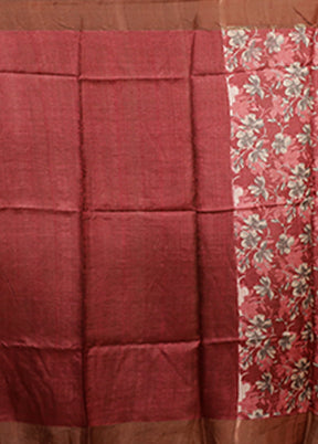 Pink Tussar Silk Saree With Blouse Piece